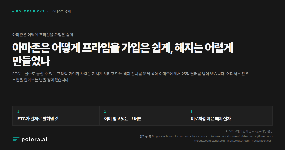 아마존은 어떻게 프라임을 가입은 쉽게, 해지는 어렵게 만들었나