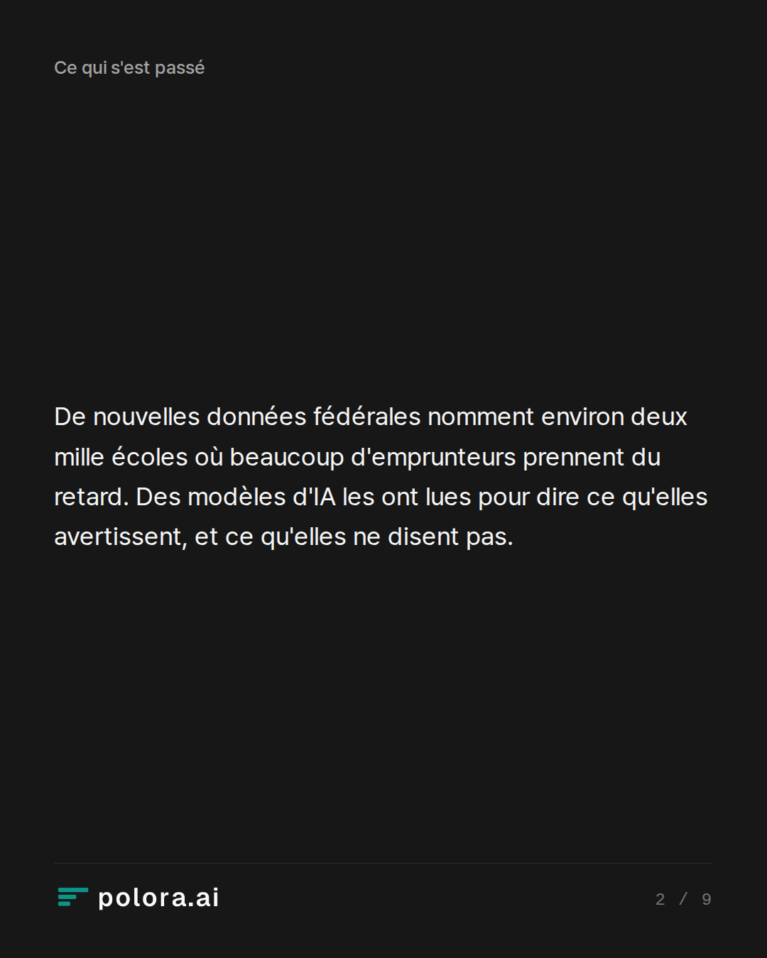 De nouvelles données fédérales nomment environ deux mille écoles où beaucoup d'emprunteurs prennent du retard. Des modèles d'IA les ont lues pour dire ce qu'elles avertissent, et ce qu'elles ne disent pas.