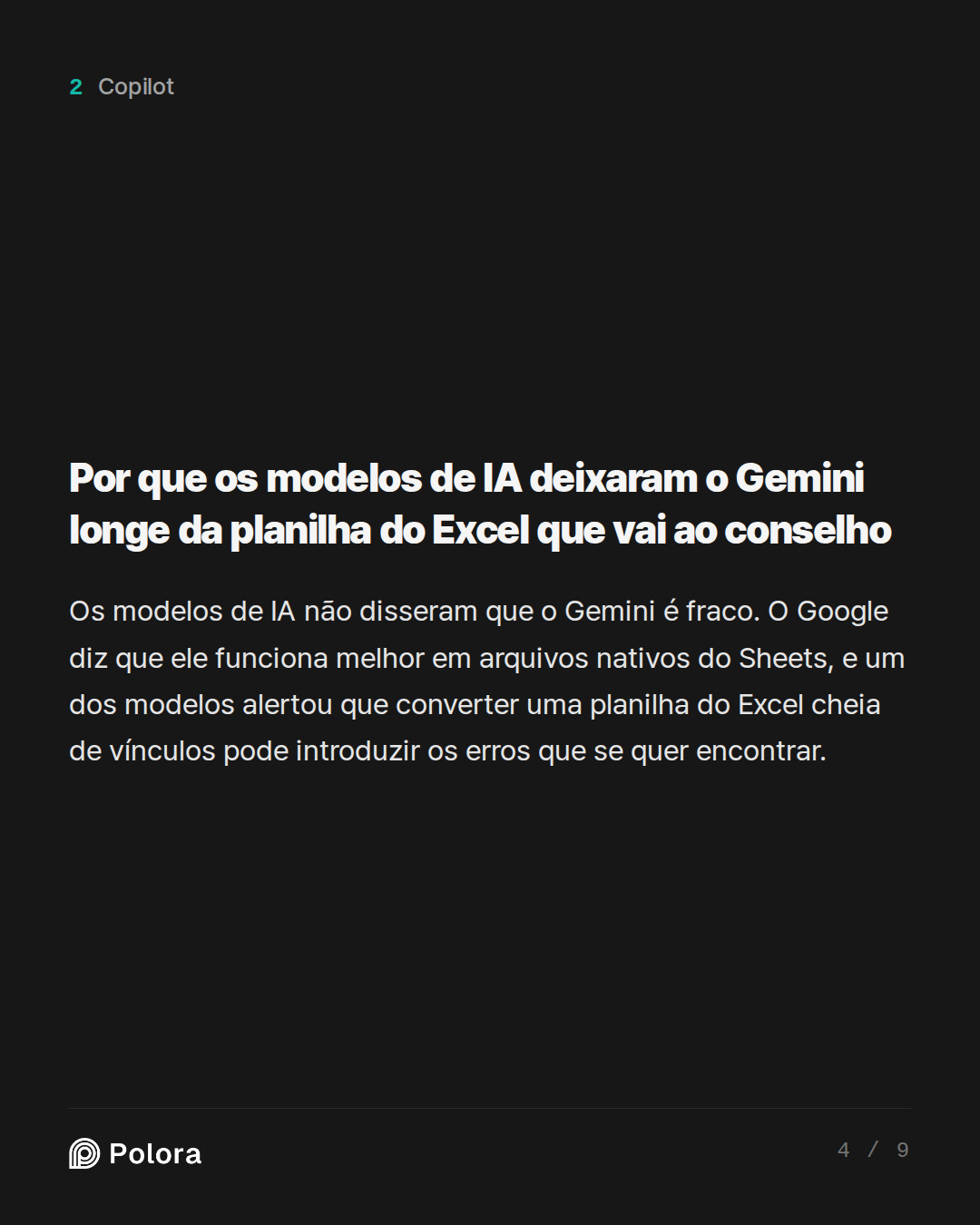 Por que os modelos de IA deixaram o Gemini longe da planilha do Excel que vai ao conselho
