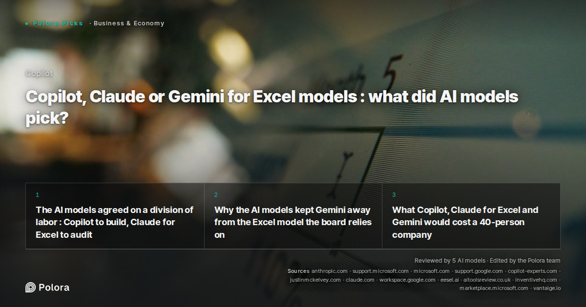 Copilot, Claude or Gemini for Excel models : what did AI models pick?