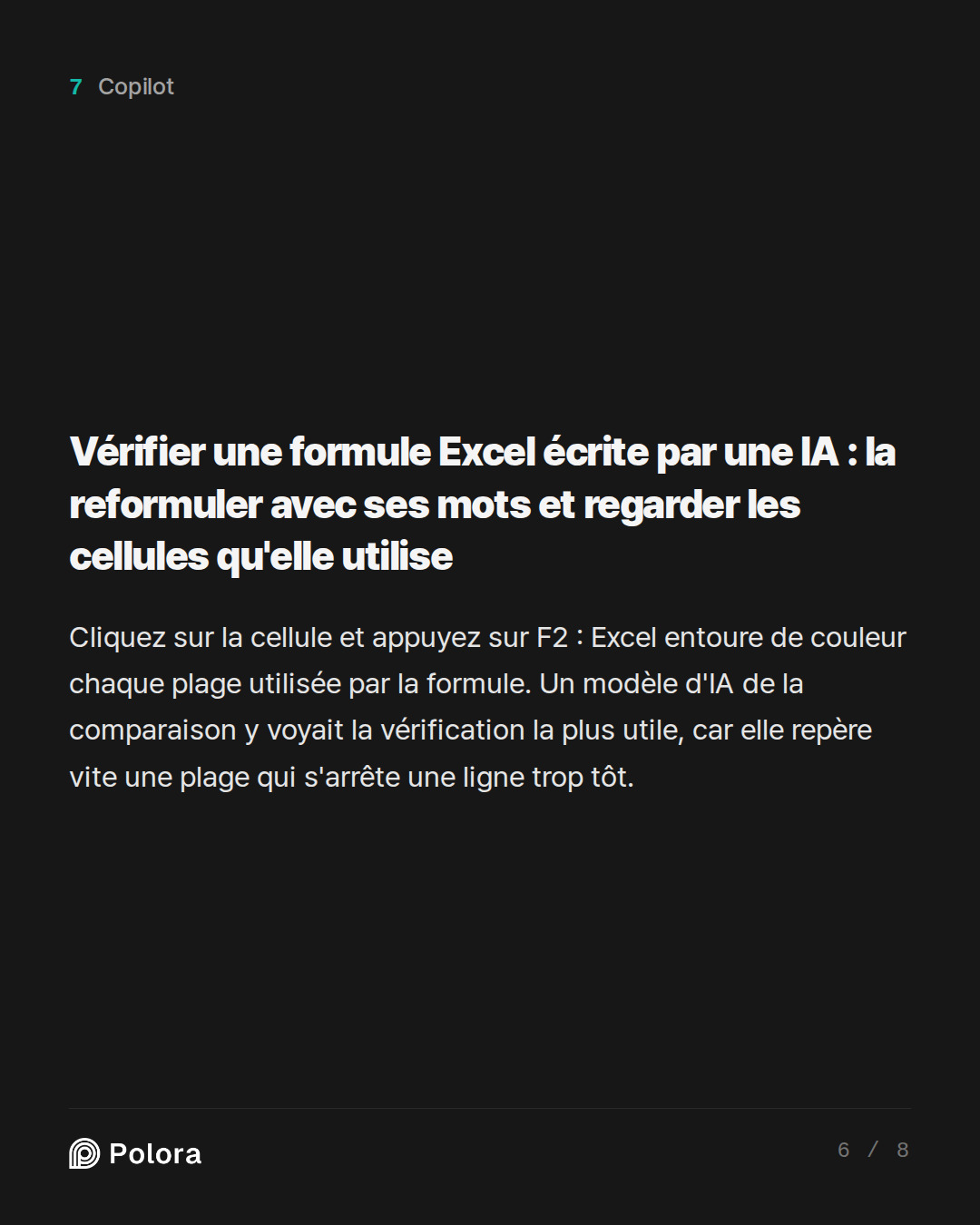 Vérifier une formule Excel écrite par une IA : la reformuler avec ses mots et regarder les cellules qu'elle utilise