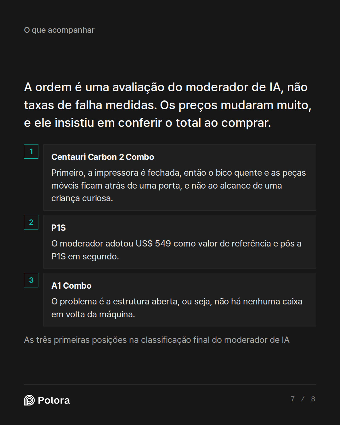 A ordem é uma avaliação do moderador de  · Centauri Carbon 2 Combo P1S A1 Combo Primeiro, a impressora é fechada, então o bico quente e as peças móveis ficam atrás de uma porta, e não ao alcance de uma criança curiosa. O moderador adotou US$ 549 como valor de referência e pôs a P1S em segundo. O pro