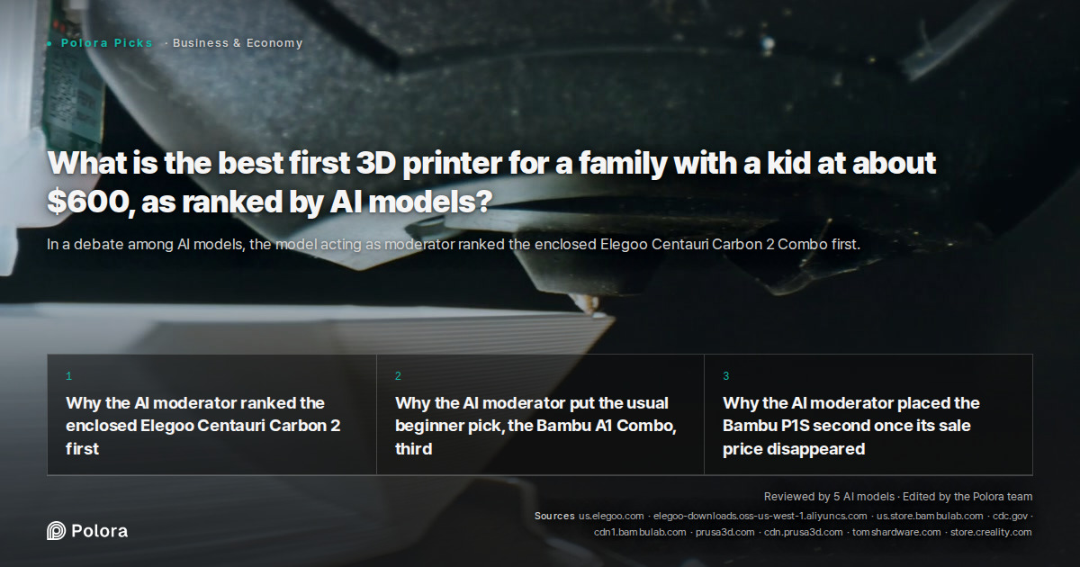 What is the best first 3D printer for a family with a kid at about $600, as ranked by AI models?