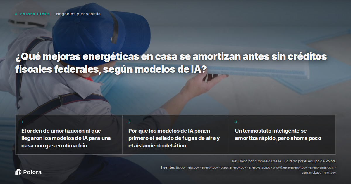 ¿Qué mejoras energéticas en casa se amortizan antes sin créditos fiscales federales, según modelos de IA?
