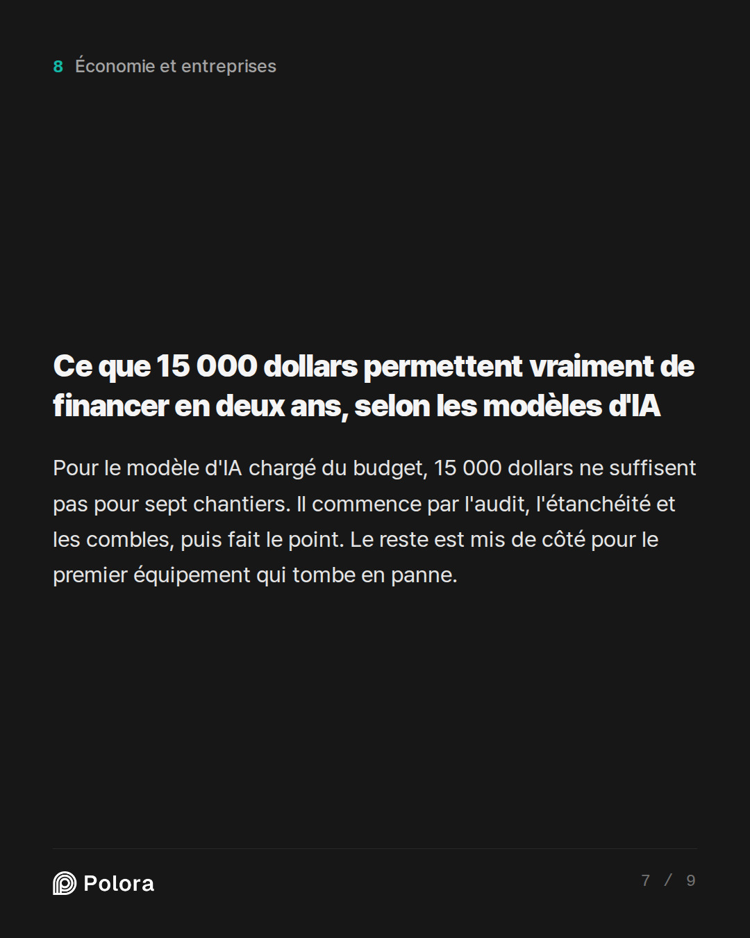 Ce que 15 000 dollars permettent vraiment de financer en deux ans, selon les modèles d'IA