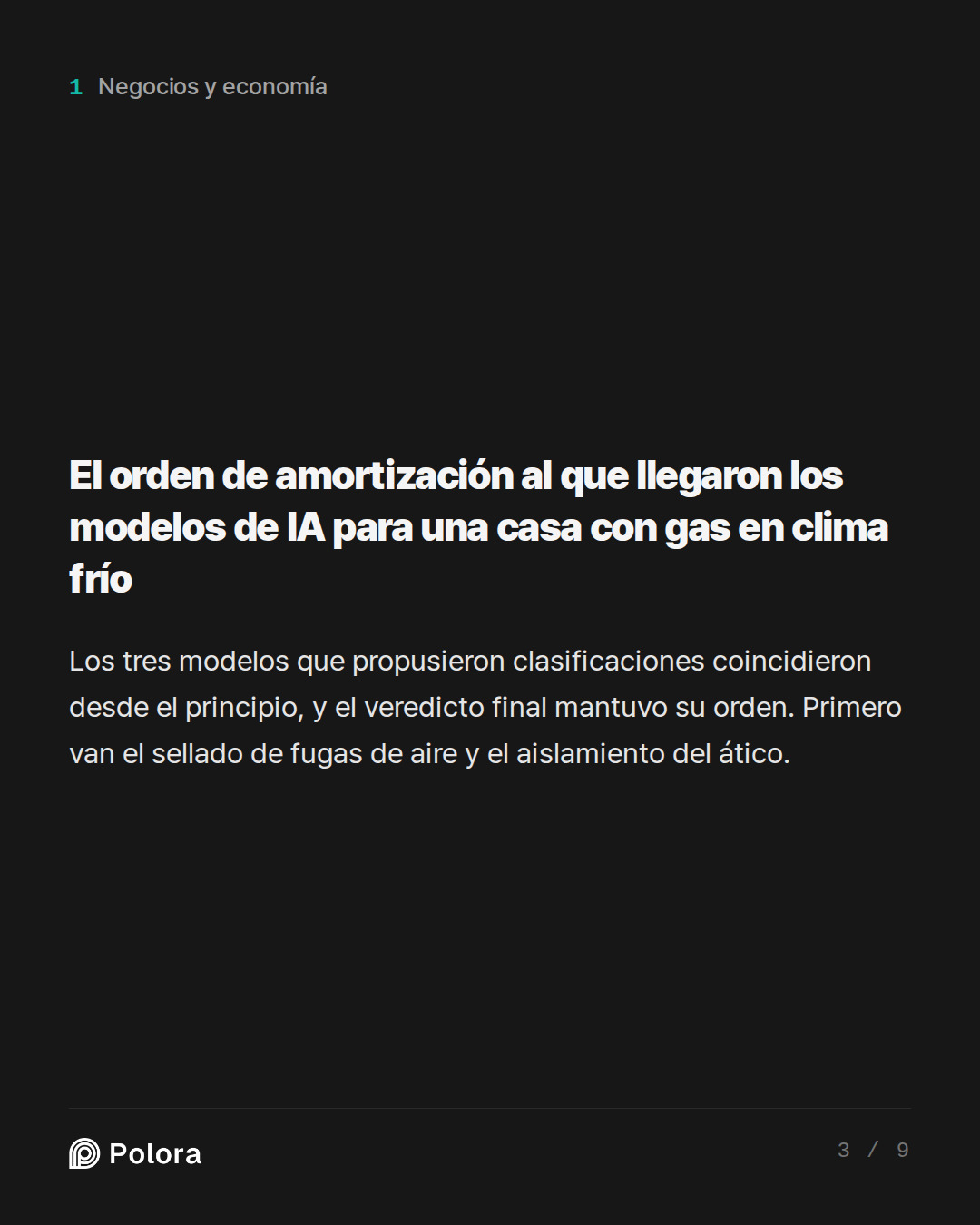 El orden de amortización al que llegaron los modelos de IA para una casa con gas en clima frío