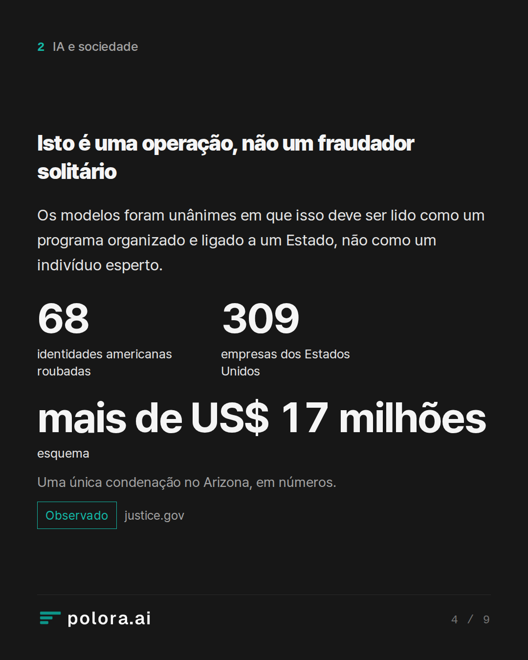 Isto é uma operação, não um fraudador solitário · 68 309 mais de US$ 17 milhões identidades americanas roubadas empresas dos Estados Unidos esquema Uma única condenação no Arizona, em números.