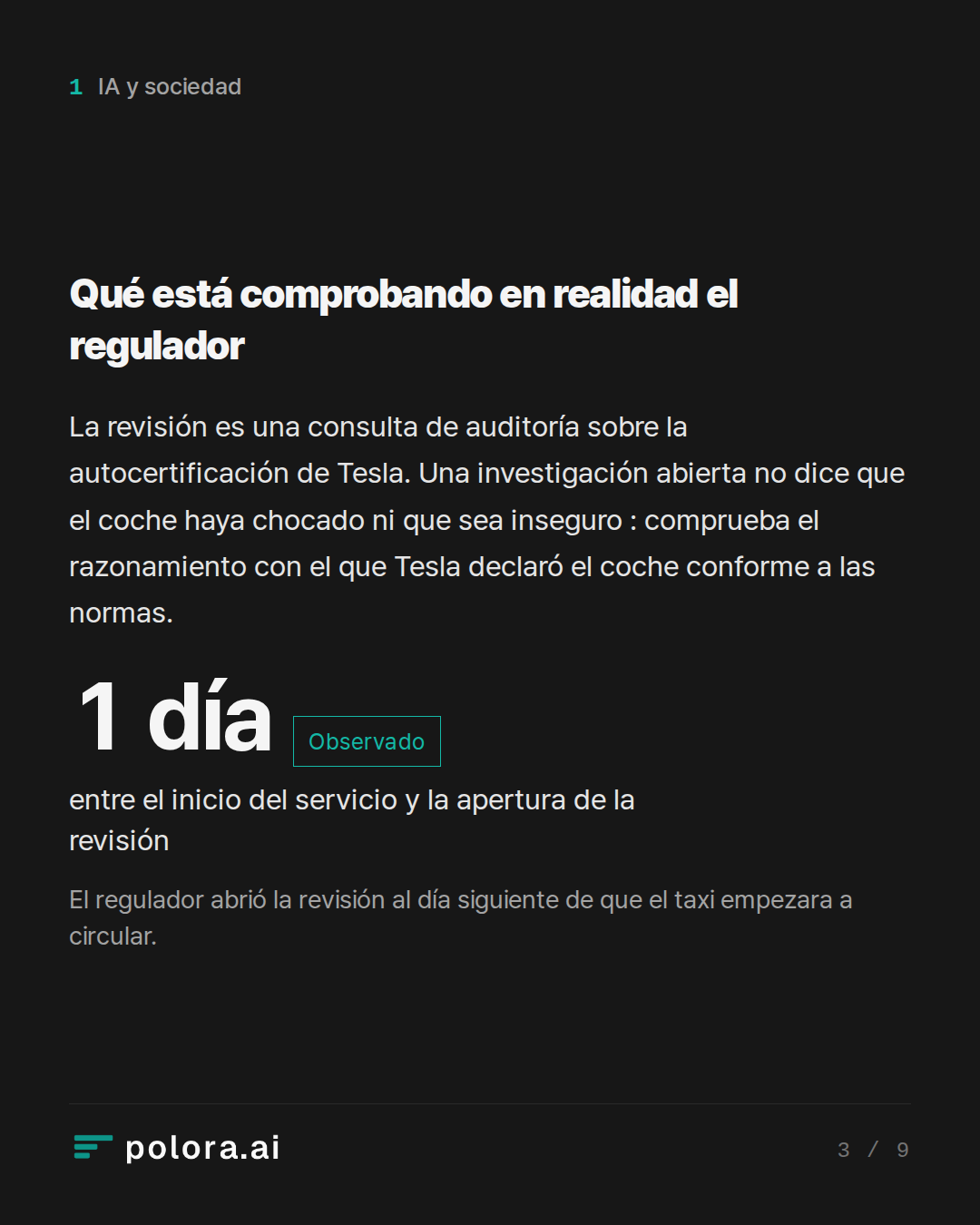 Qué está comprobando en realidad el regulador · 1 día entre el inicio del servicio y la apertura de la revisión El regulador abrió la revisión al día siguiente de que el taxi empezara a circular.