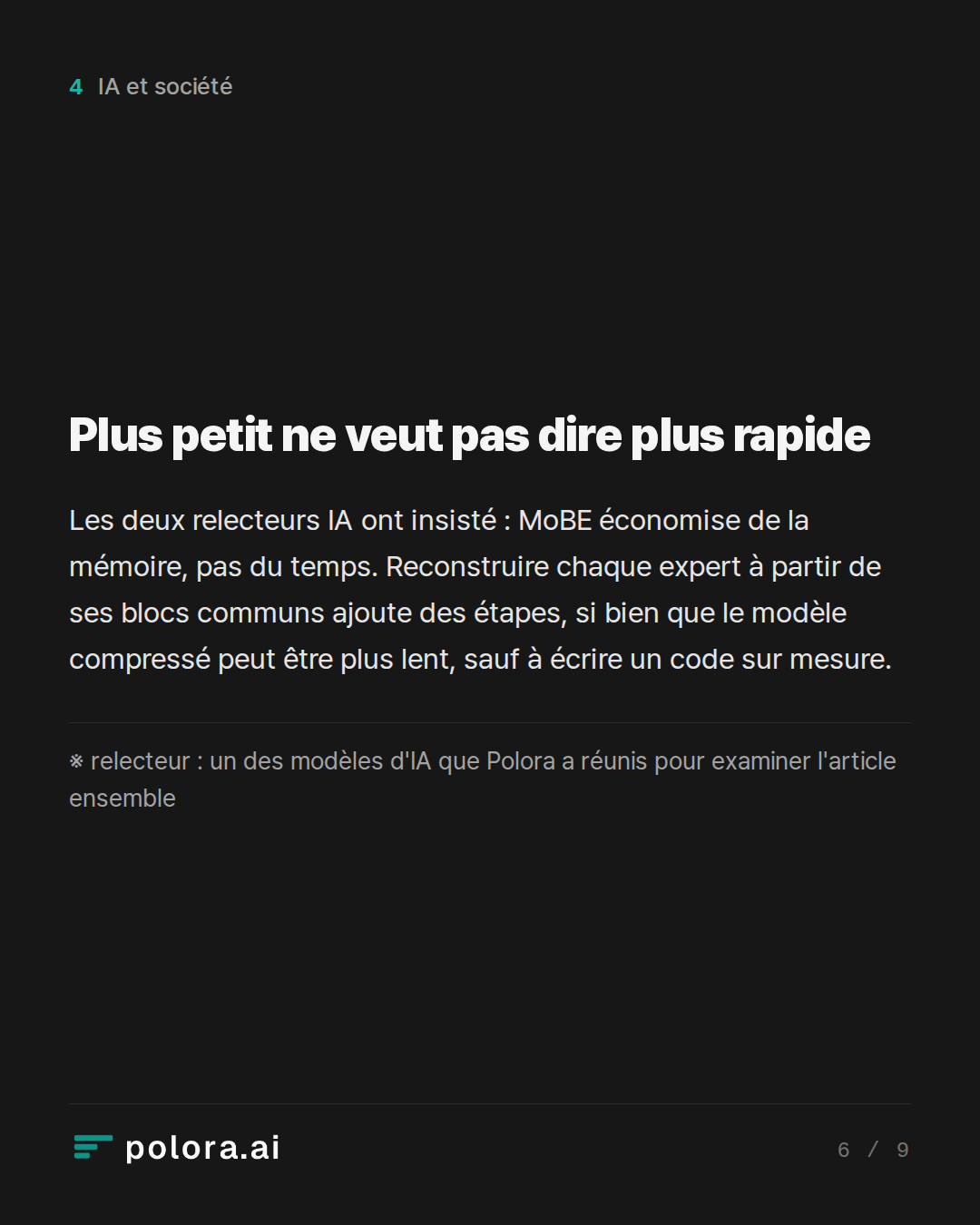 Plus petit ne veut pas dire plus rapide · ※ relecteur : un des modèles d'IA que Polora a réunis pour examiner l'article ensemble