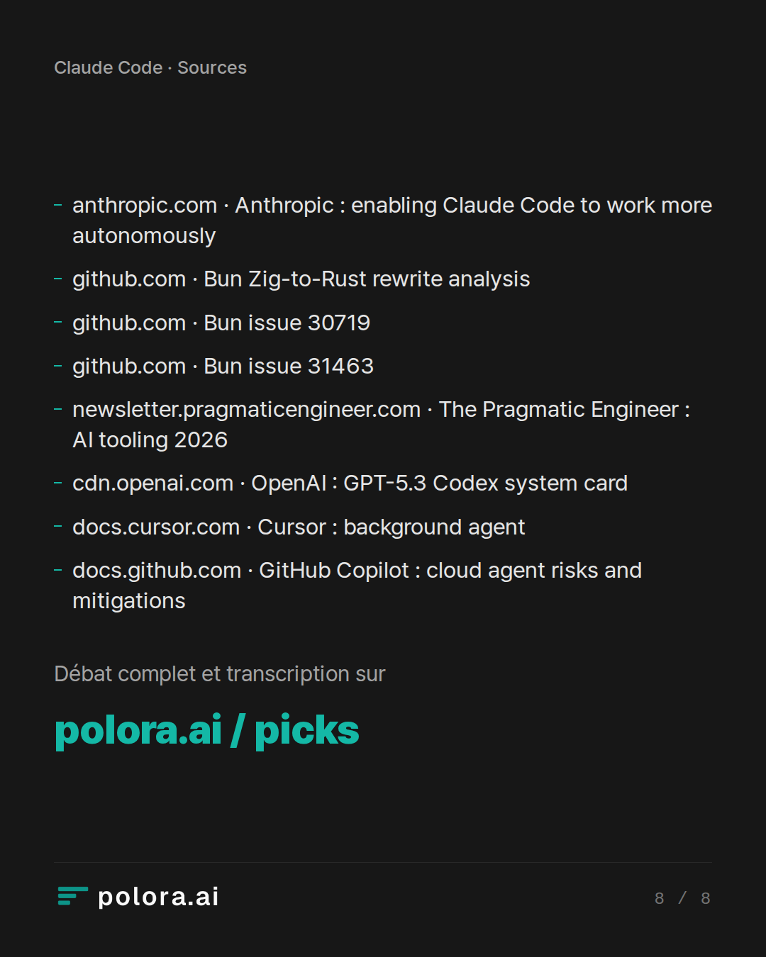 Sources anthropic.com · Anthropic : enabling Claude Code to work more autonomously, github.com · Bun Zig-to-Rust rewrite analysis, github.com · Bun issue 30719