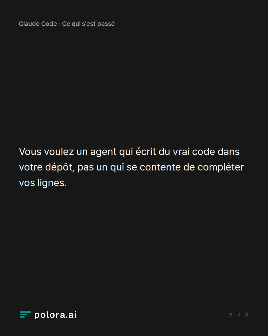 Vous voulez un agent qui écrit du vrai code dans votre dépôt, pas un qui se contente de compléter vos lignes.