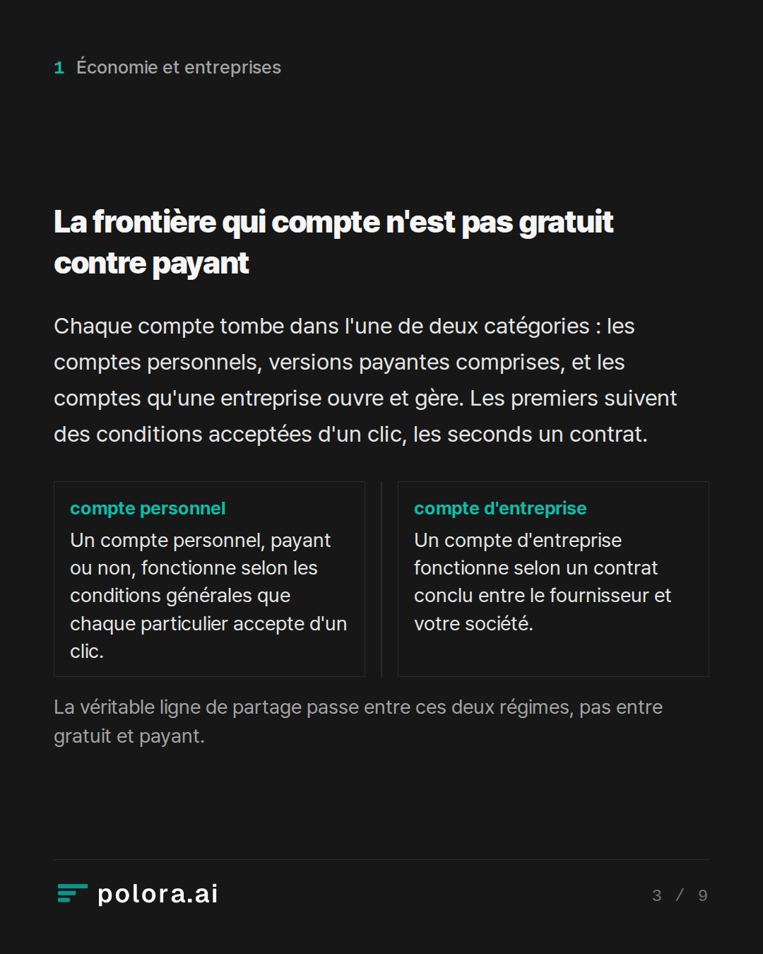 La frontière qui compte n'est pas gratuit contre payant · La véritable ligne de partage passe entre ces deux régimes, pas entre gratuit et payant.