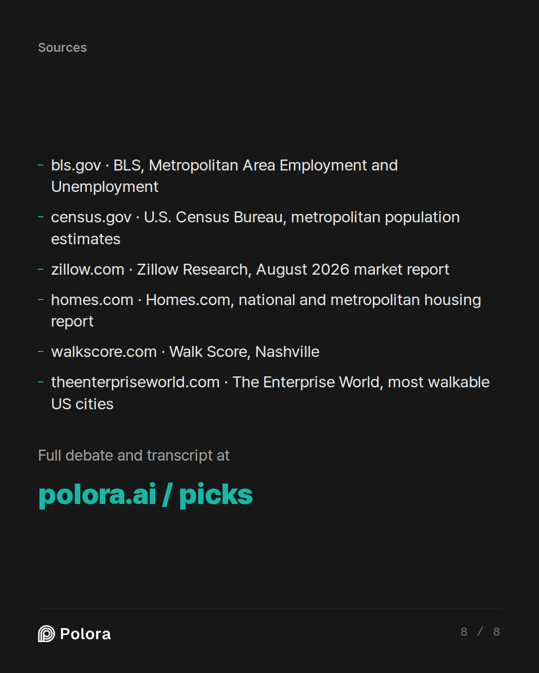 Sources 6 : bls.gov · BLS, Metropolitan Area Employment and Unemployment, census.gov · U.S. Census Bureau, metropolitan population estimates, zillow.com · Zillow Research, August 2026 market report + 3