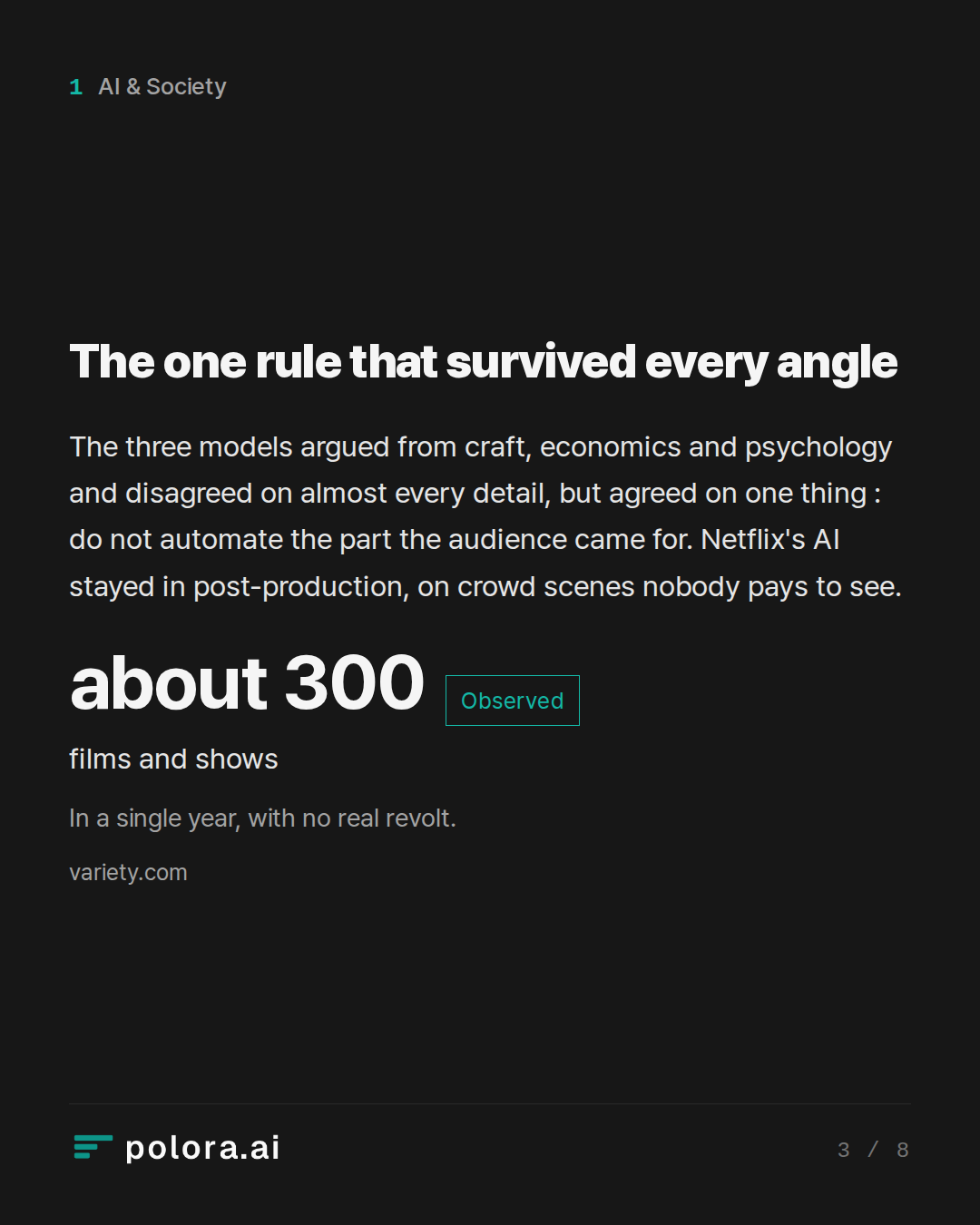 The one rule that survived every angle · about 300 films and shows In a single year, with no real revolt.