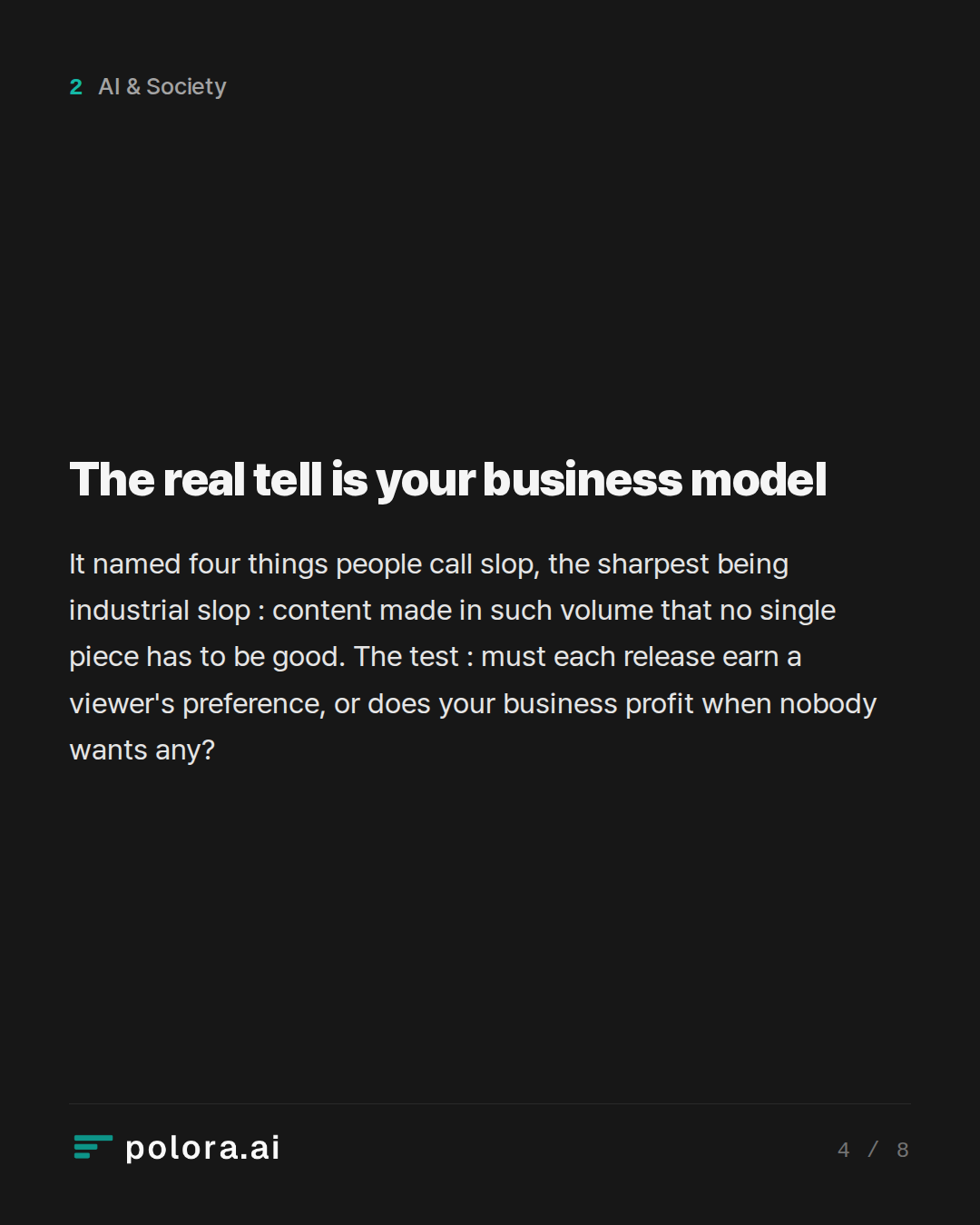 The real tell is your business model