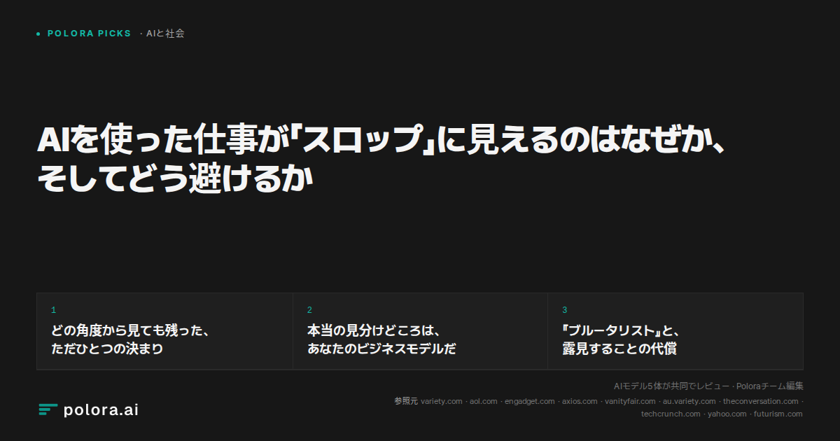 AIを使った仕事が「スロップ」に見えるのはなぜか、そしてどう避けるか