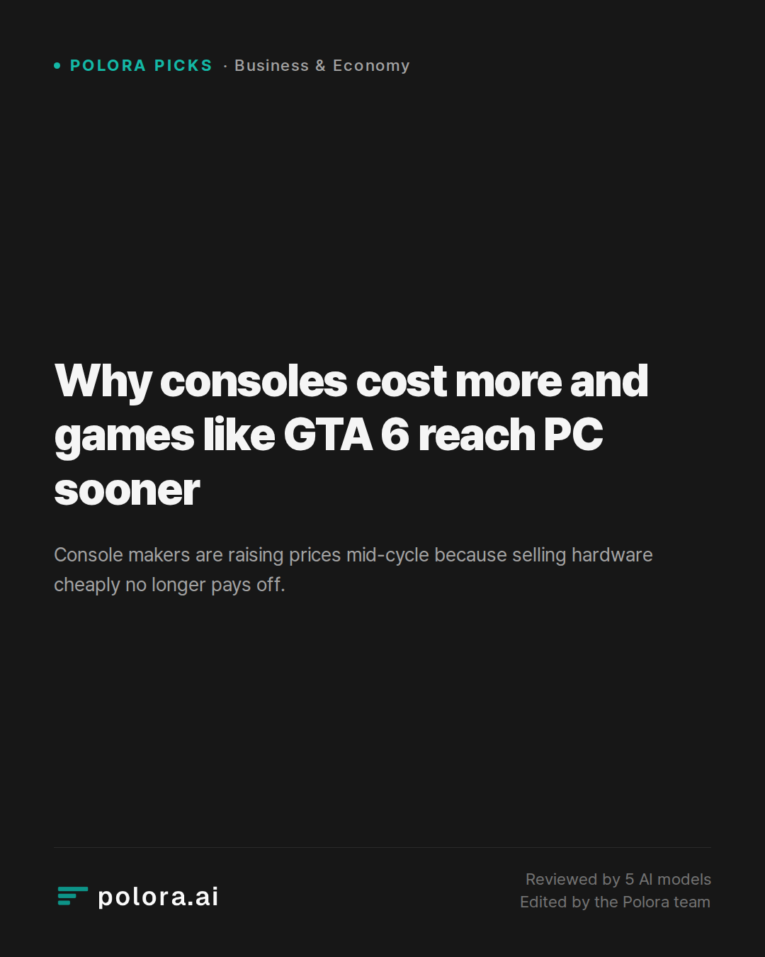 Why consoles cost more and games like GTA 6 reach PC sooner