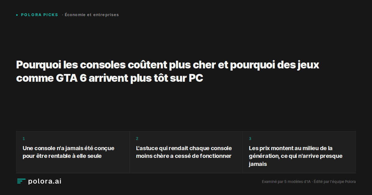 Pourquoi les consoles coûtent plus cher et pourquoi des jeux comme GTA 6 arrivent plus tôt sur PC