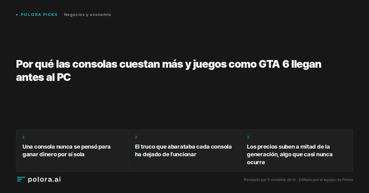 Por qué las consolas cuestan más y juegos como GTA 6 llegan antes al PC
