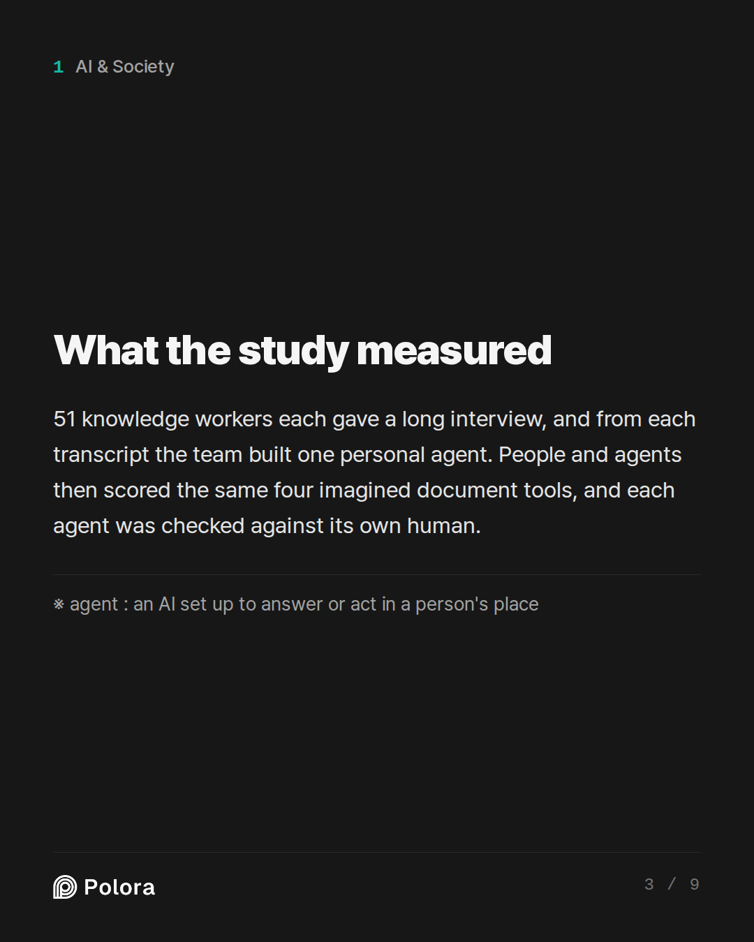 What the study measured · ※ agent : an AI set up to answer or act in a person's place