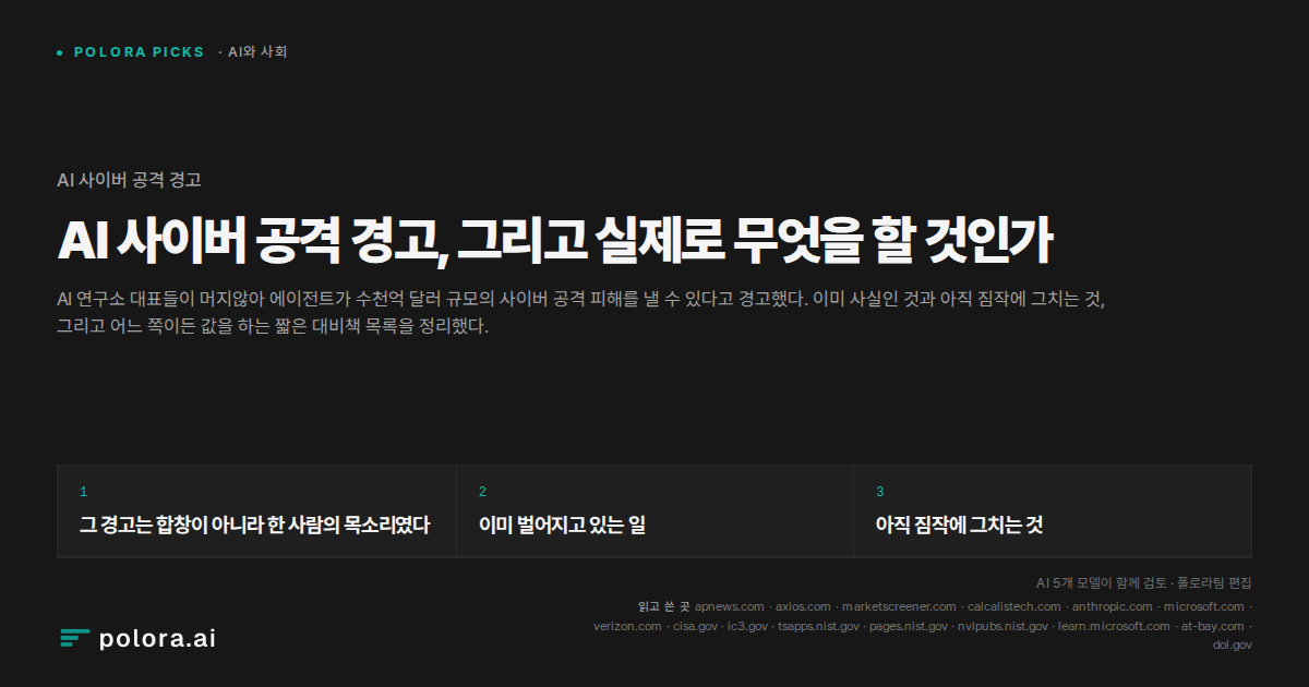 AI 사이버 공격 경고, 그리고 실제로 무엇을 할 것인가