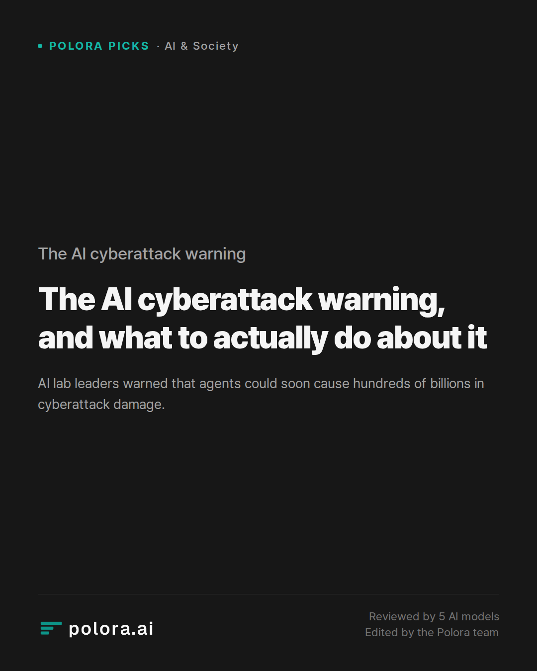 The AI cyberattack warning, and what to actually do about it