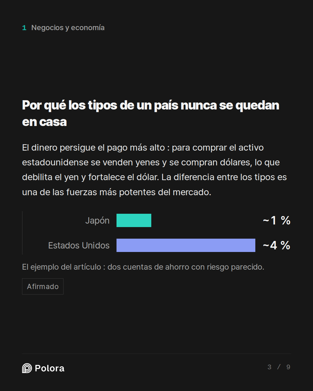 Por qué los tipos de un país nunca se quedan en casa · Japón Estados Unidos ~1 % ~4 % El ejemplo del artículo : dos cuentas de ahorro con riesgo parecido.