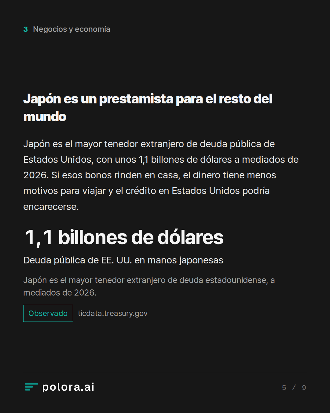 Japón es un prestamista para el resto del mundo · 1,1 billones de dólares Deuda pública de EE. UU. en manos japonesas Japón es el mayor tenedor extranjero de deuda estadounidense, a mediados de 2026.