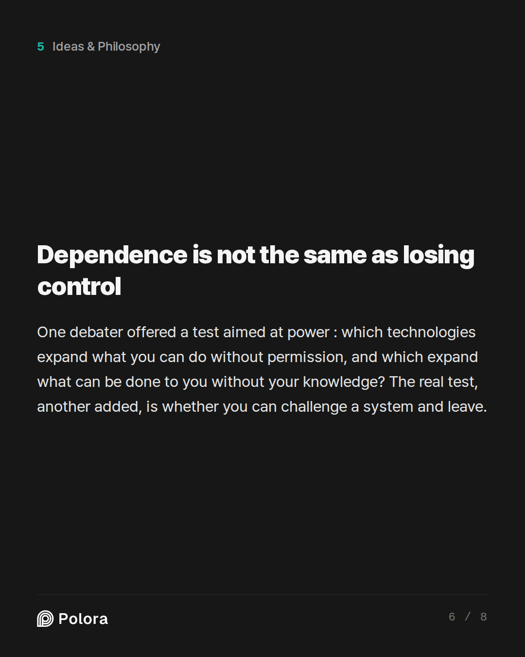 Dependence is not the same as losing control
