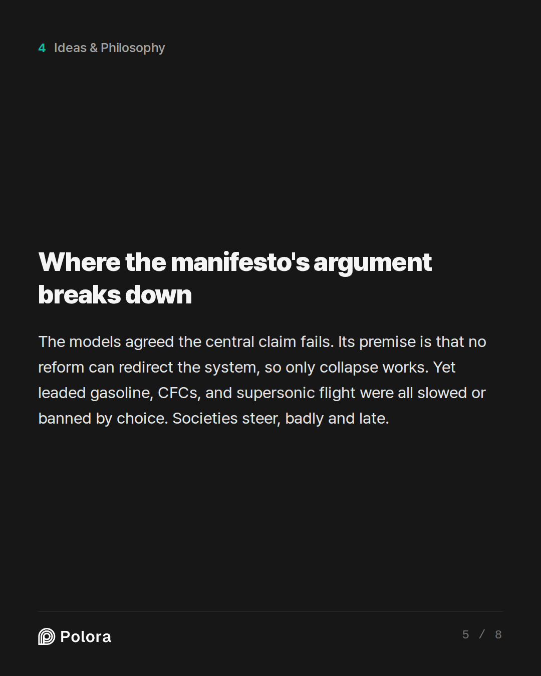 Where the manifesto's argument breaks down