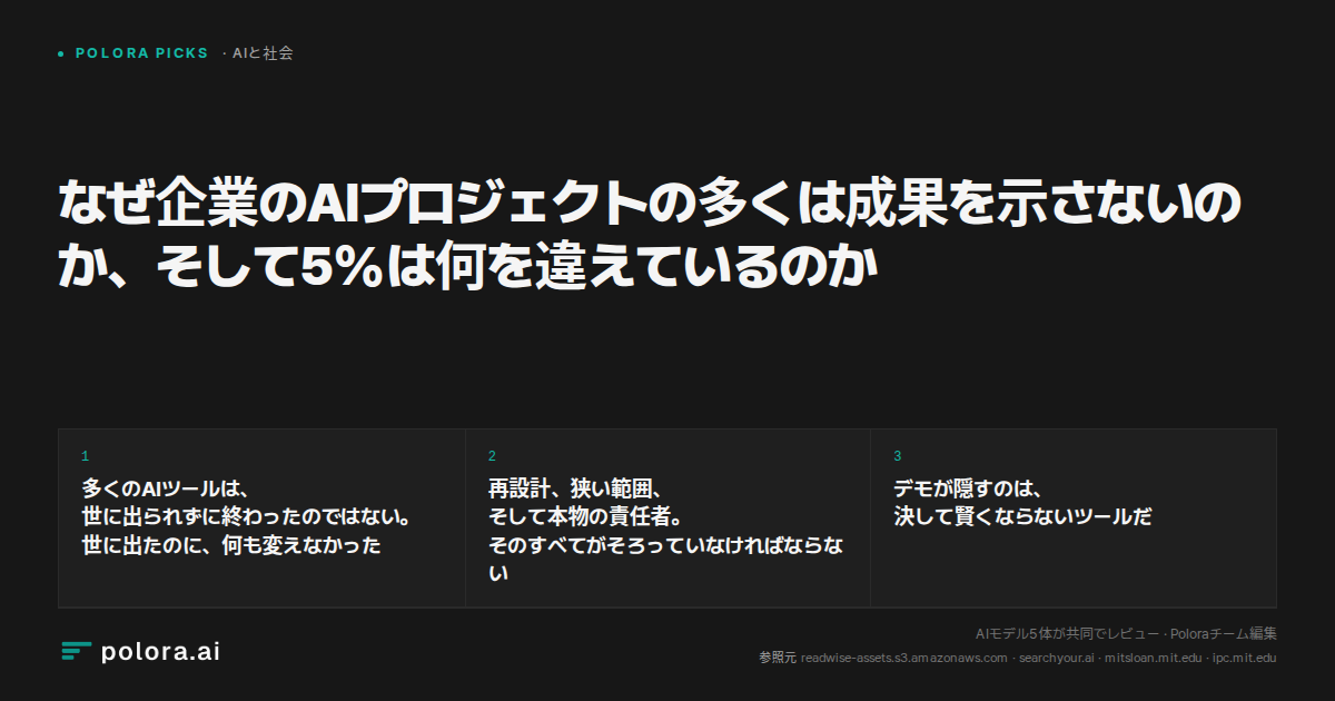 なぜ企業のAIプロジェクトの多くは成果を示さないのか、そして5%は何を違えているのか