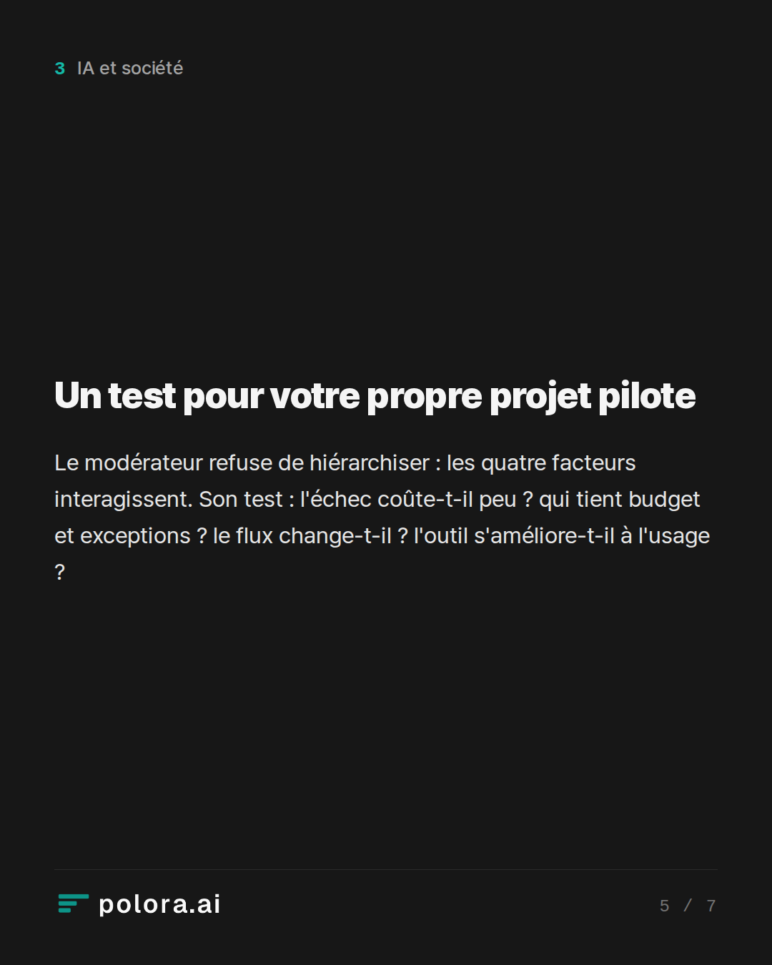 Un test pour votre propre projet pilote