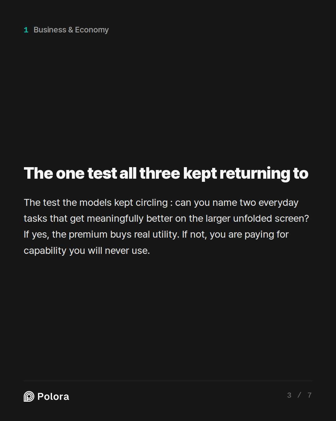 The one test all three kept returning to