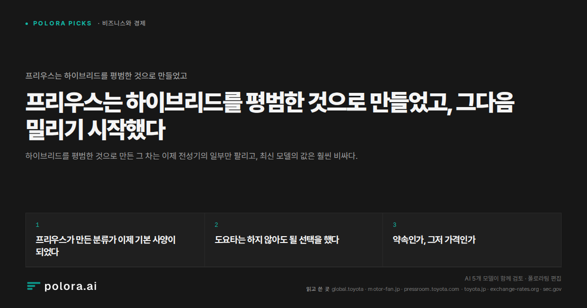 프리우스는 하이브리드를 평범한 것으로 만들었고, 그다음 밀리기 시작했다
