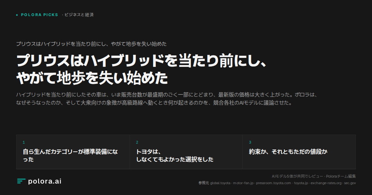 プリウスはハイブリッドを当たり前にし、やがて地歩を失い始めた