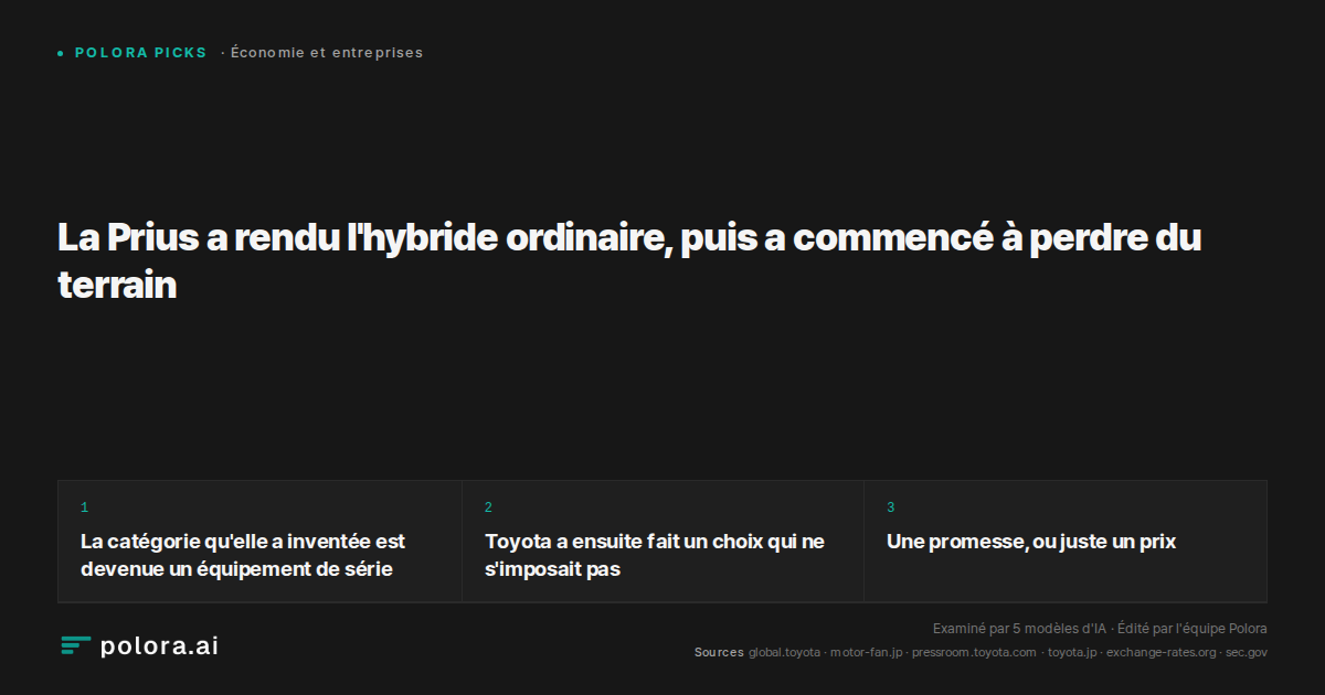 La Prius a rendu l'hybride ordinaire, puis a commencé à perdre du terrain
