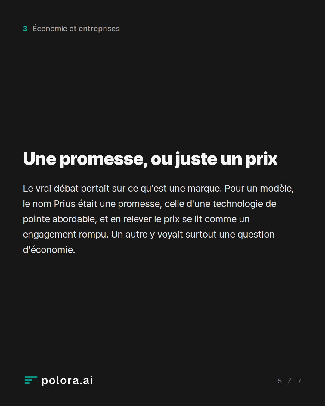 Une promesse, ou juste un prix