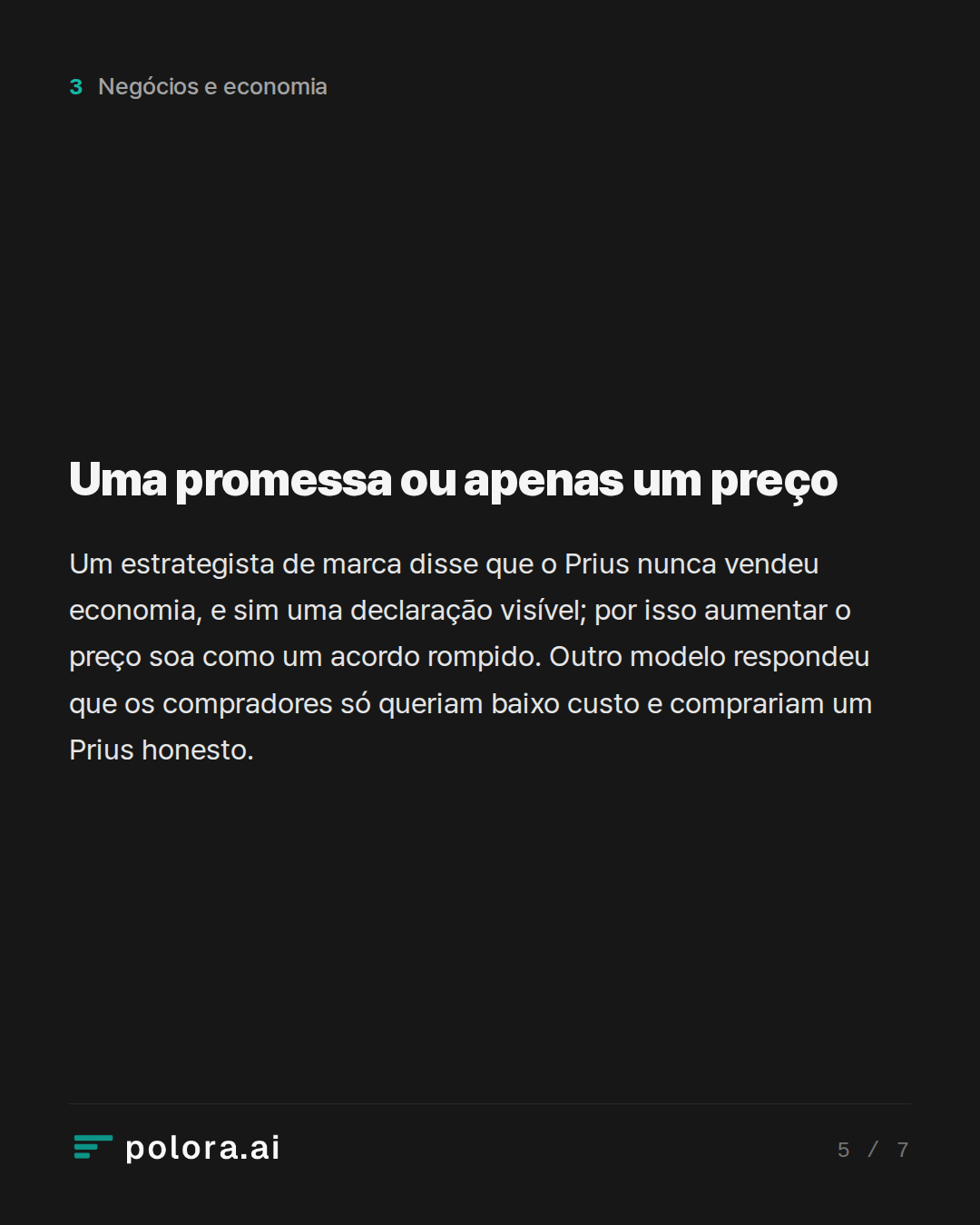 Uma promessa ou apenas um preço