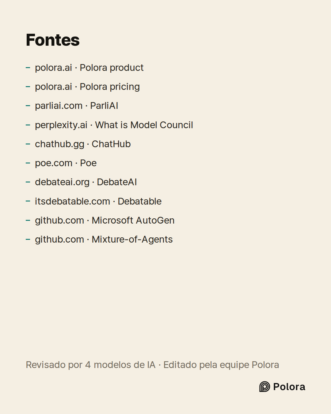 Fontes 10 : polora.ai · Polora product, polora.ai · Polora pricing, parliai.com · ParliAI + 7