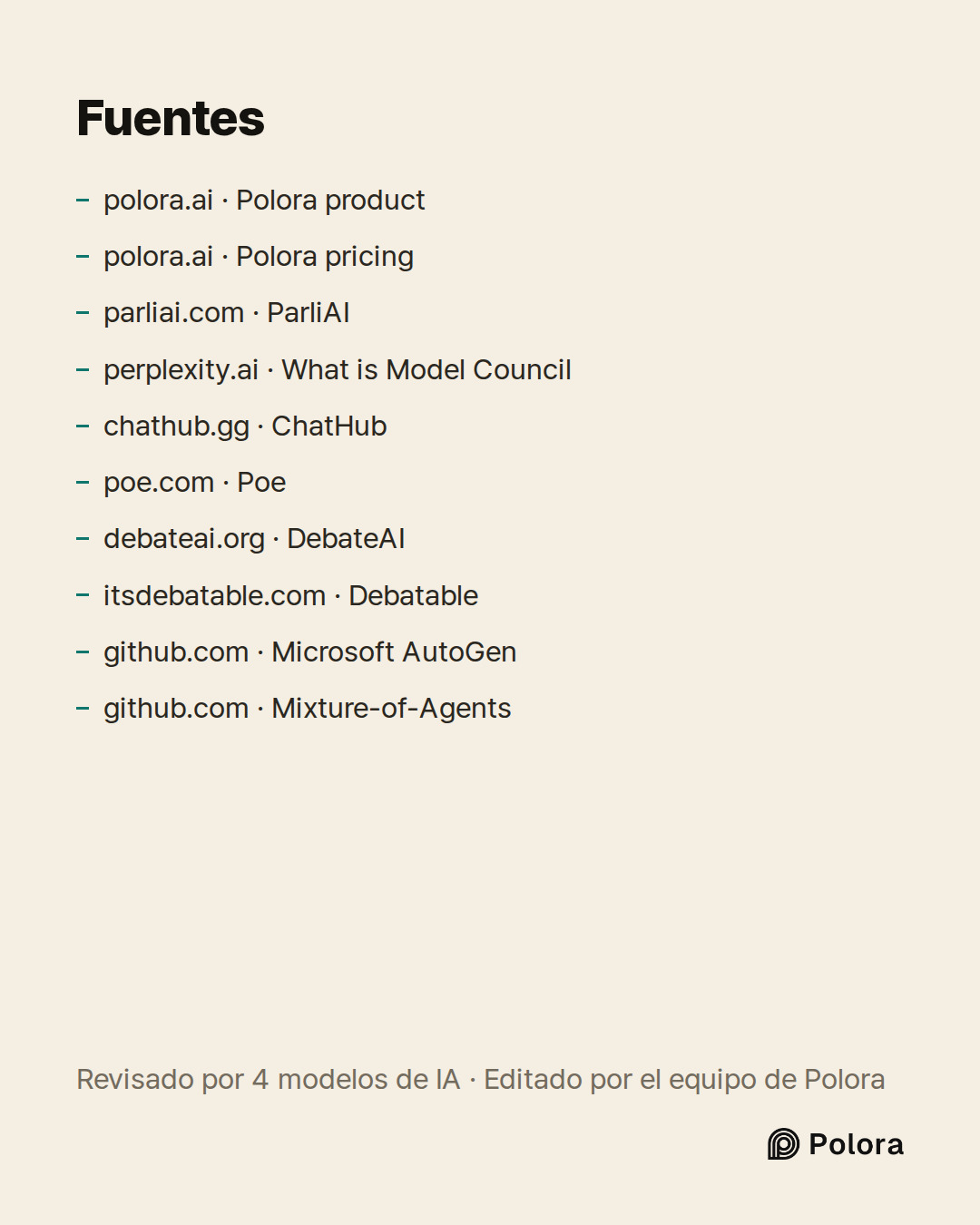 Fuentes 10 : polora.ai · Polora product, polora.ai · Polora pricing, parliai.com · ParliAI + 7