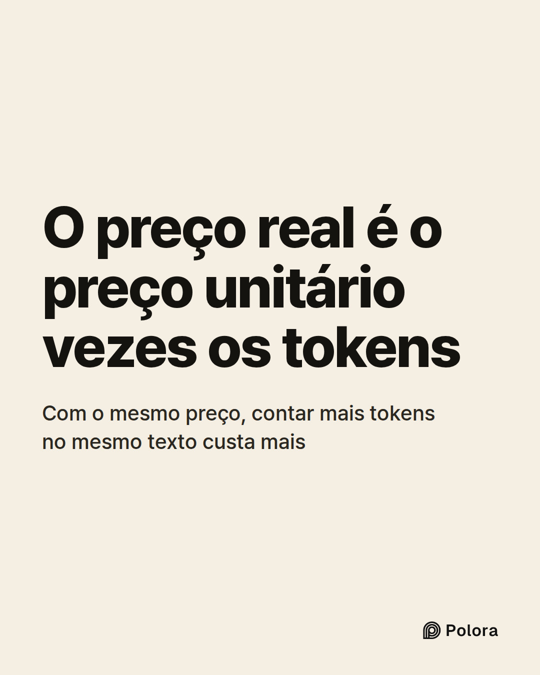 O preço real é o preço unitário vezes os tokens · Com o mesmo preço, contar mais tokens no mesmo texto custa mais