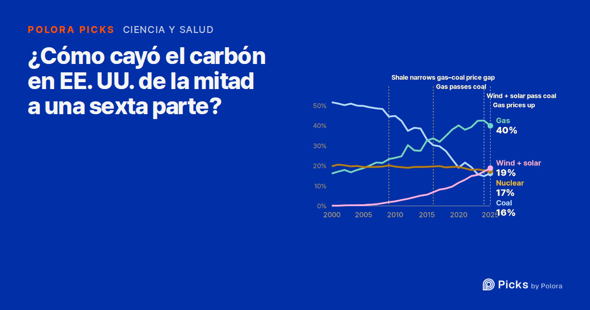 ¿Por qué el carbón pasó de la mitad de la electricidad de Estados Unidos a una sexta parte?