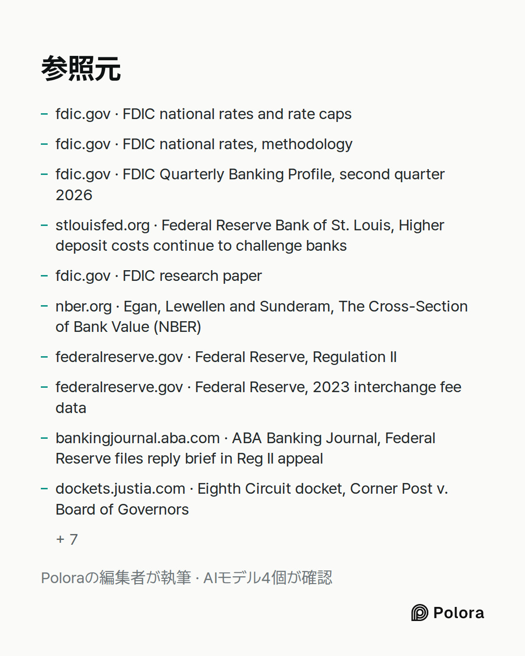 出典 17 : fdic.gov · FDIC national rates and rate caps, fdic.gov · FDIC national rates, methodology, fdic.gov · FDIC Quarterly Banking Profile, second quarter 2026 + 14