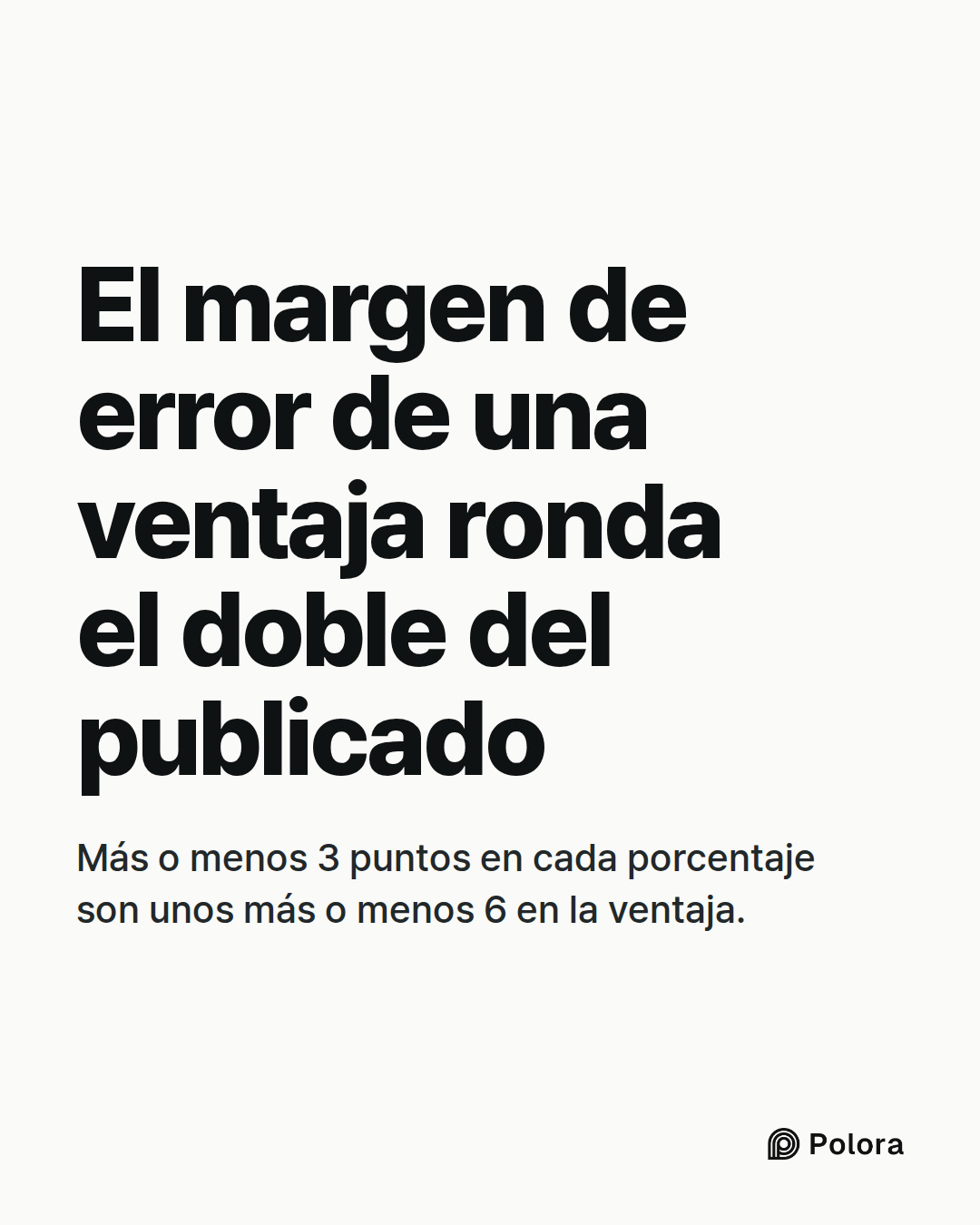 El margen de error de una ventaja ronda el doble del publicado · Más o menos 3 puntos en cada porcentaje son unos más o menos 6 en la ventaja.