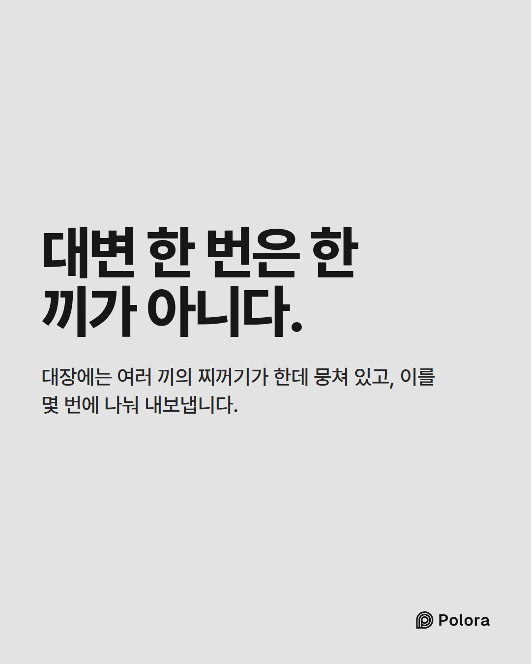 대변 한 번은 한 끼가 아니다. · 대장에는 여러 끼의 찌꺼기가 한데 뭉쳐 있고, 이를 몇 번에 나눠 내보냅니다.