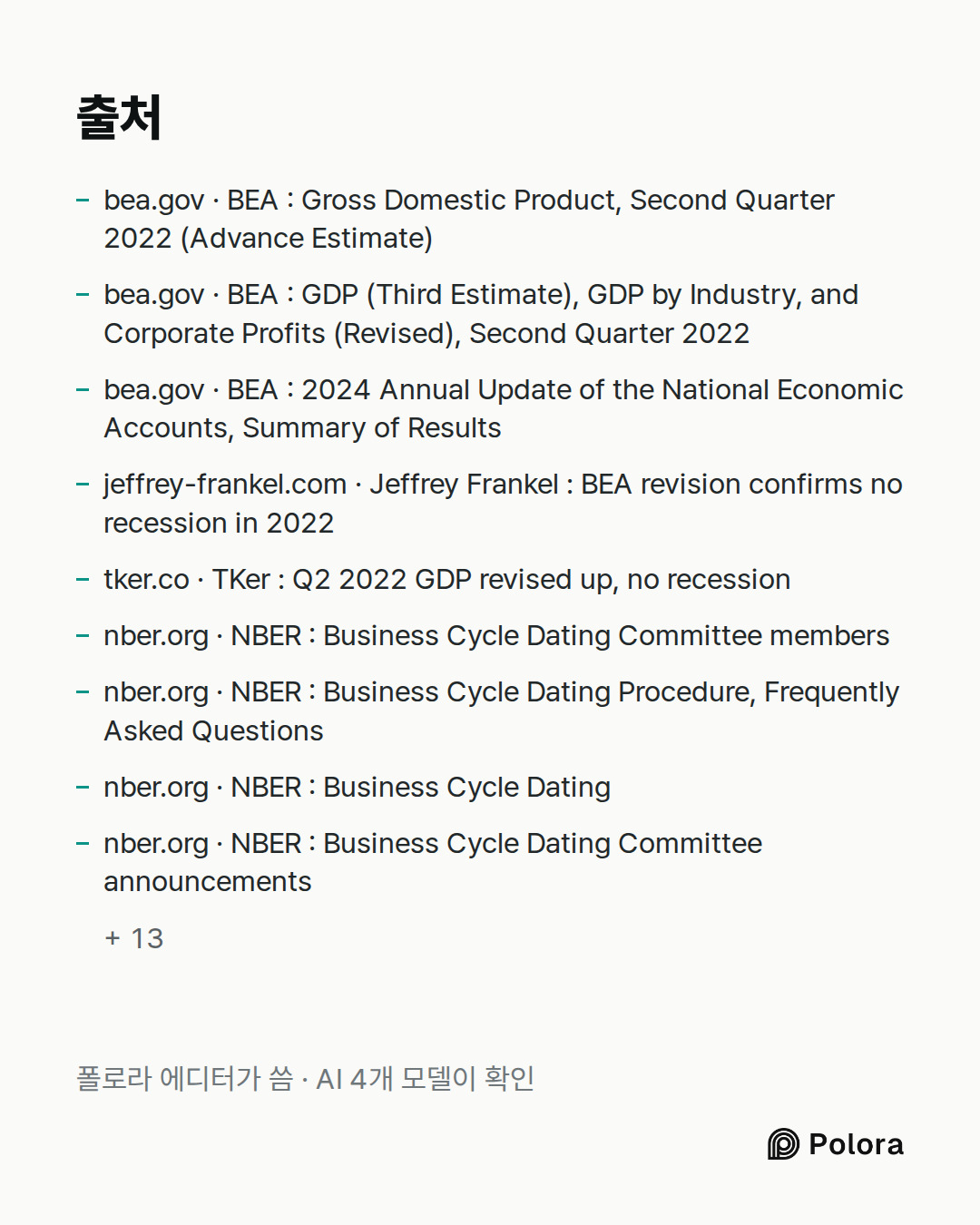 출처 22 : bea.gov · BEA : Gross Domestic Product, Second Quarter 2022 (Advance Estimate), bea.gov · BEA : GDP (Third Estimate), GDP by Industry, and Corporate Profits (Revised), Second Quarter 2022, bea.gov · BEA : 2024 Annual Update of the National Economic Accounts, Summary of Results + 19