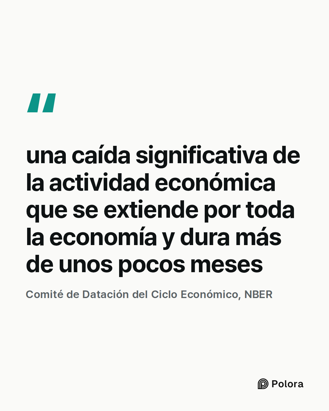 una caída significativa de la actividad económica que se extiende por toda la economía y dura más de unos pocos meses · Comité de Datación del Ciclo Económico, NBER