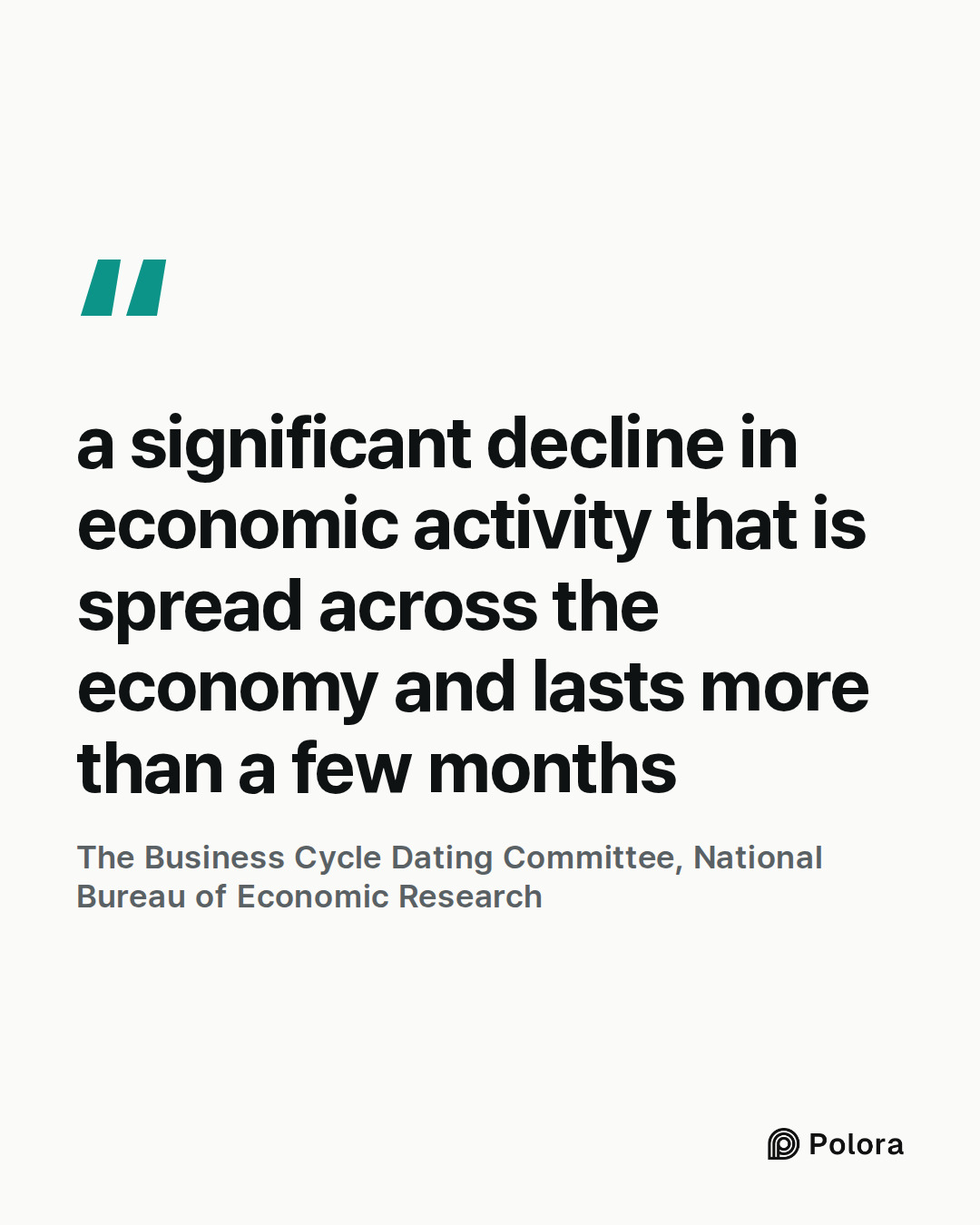 a significant decline in economic activity that is spread across the economy and lasts more than a few months · The Business Cycle Dating Committee, National Bureau of Economic Research