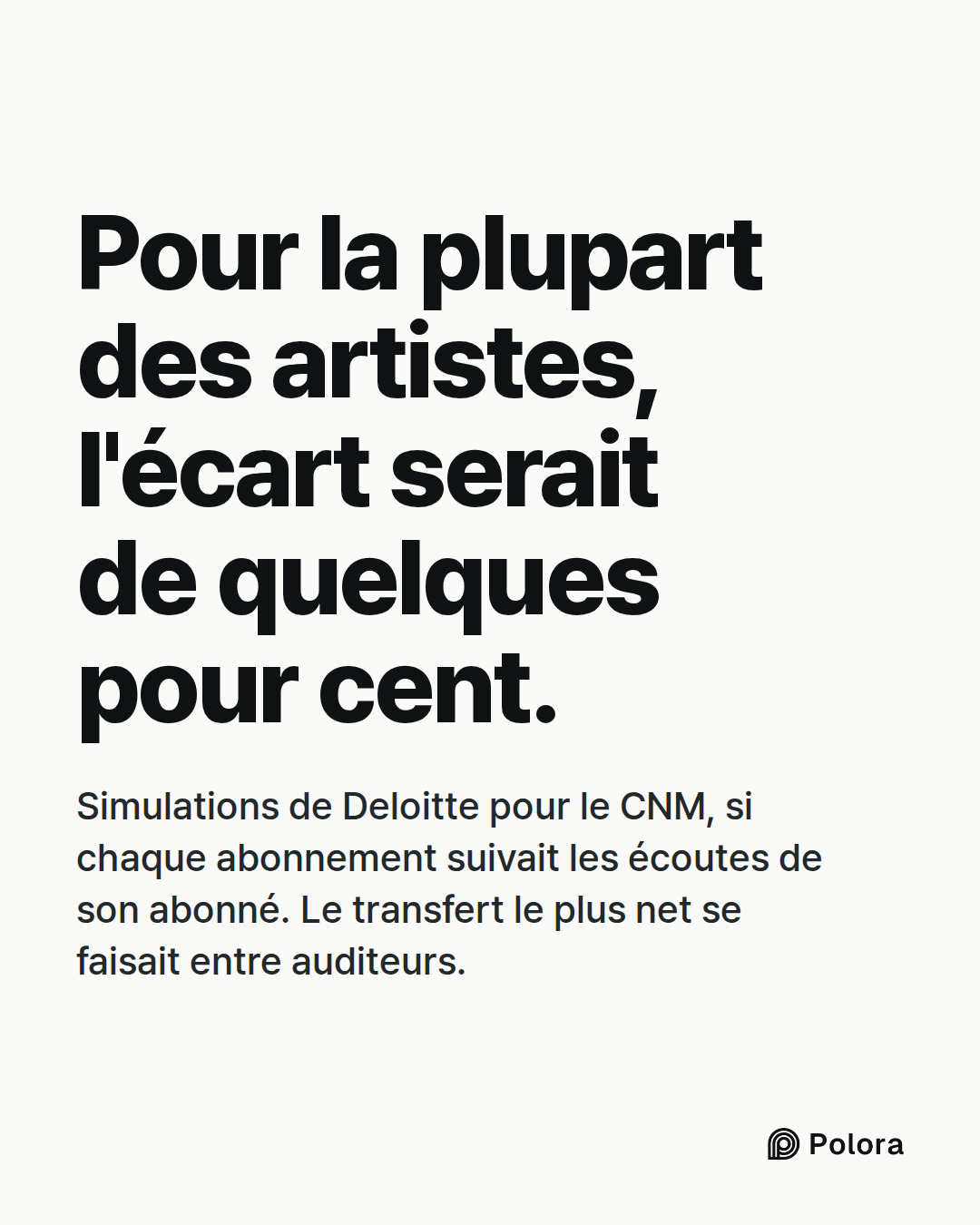 Pour la plupart des artistes, l'écart serait de quelques pour cent. · Simulations de Deloitte pour le CNM, si chaque abonnement suivait les écoutes de son abonné. Le transfert le plus net se faisait entre auditeurs.