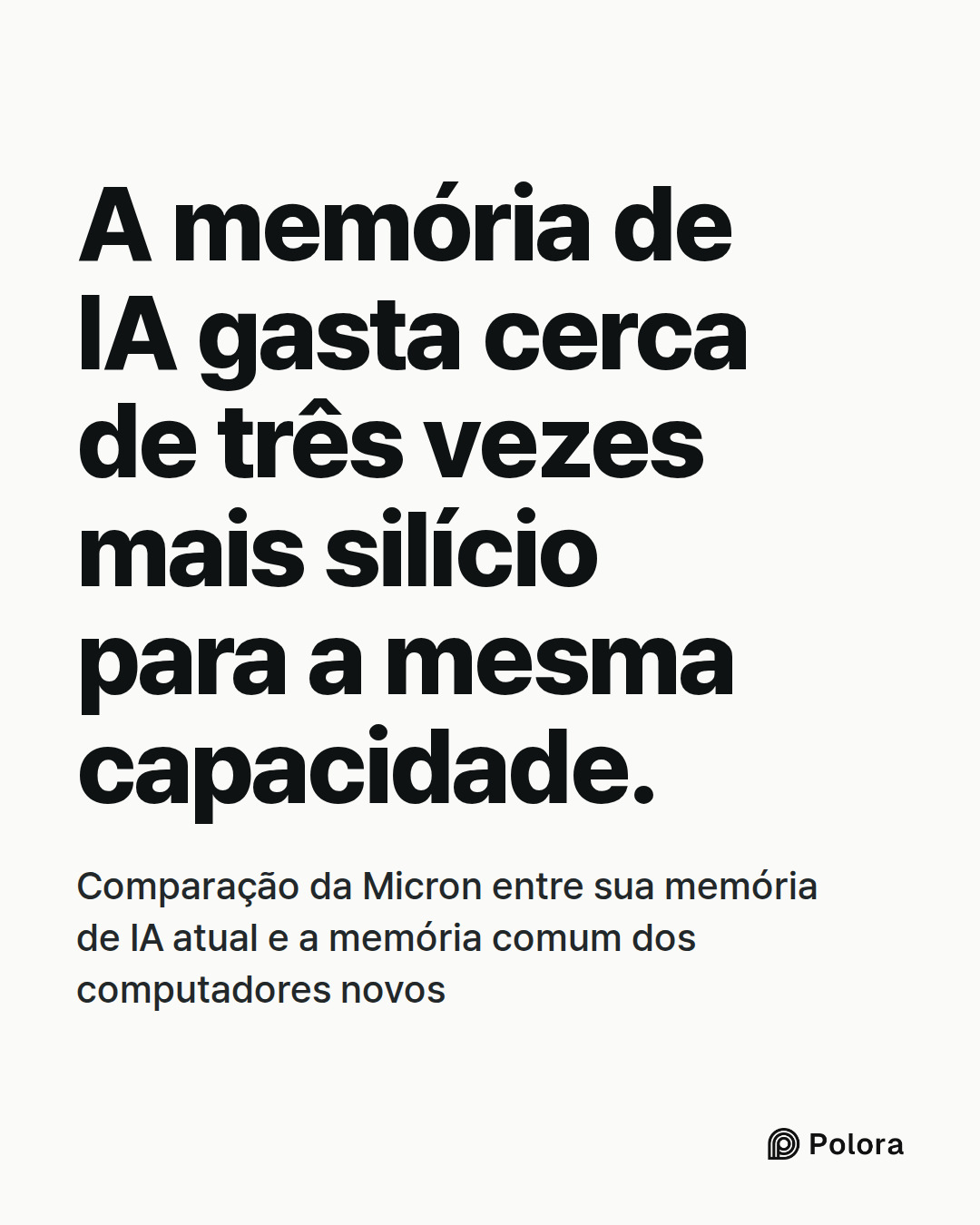 A memória de IA gasta cerca de três vezes mais silício para a mesma capacidade. · Comparação da Micron entre sua memória de IA atual e a memória comum dos computadores novos